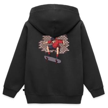 Skater Anime Girl Skateboarding Aesthetic Weeb - Kinder Premium Organic Zip Hoodie - Schwarz - Hinten - AI Model Kid Male (0cm)