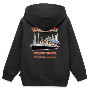 PHANTOM DER TITANIC IN NEW YORK - Kinder Premium Organic Zip Hoodie - Schwarz - Hinten - AI Model Kid Male (0cm)