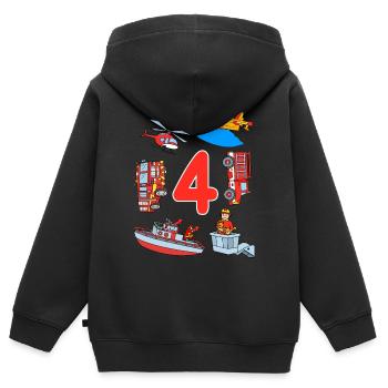 Feuerwehr 4 Jahre Geburtstag Jungen Kinder - Kinder Premium Organic Zip Hoodie - Schwarz - Hinten - AI Model Kid Male (0cm)