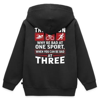 Triathlon Geschenk Triathlon Triathlon Triathlet - Kinder Premium Organic Zip Hoodie - Schwarz - Hinten - AI Model Kid Male (0cm)