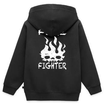 pompier pompier pompier pompier - Sweat Premium à capuche zippé enfant bio - noir - Dos - AI Model Kid Male (0cm)