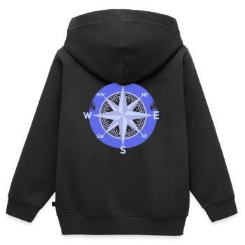 Kompass Windrose Richtung Outdoor Maritim Nautik - Kinder Premium Organic Zip Hoodie - Schwarz - Hinten - AI Model Kid Male (0cm)
