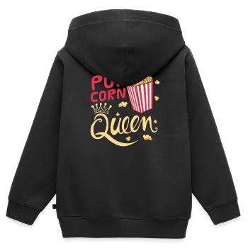 Popcorn - Kinder Premium Organic Zip Hoodie - Schwarz - Hinten - AI Model Kid Male (0cm)