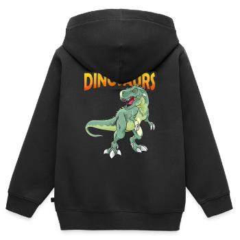 Dinosaurier - Rex Dino Welt - Kinder Premium Organic Zip Hoodie - Schwarz - Hinten - AI Model Kid Male (0cm)
