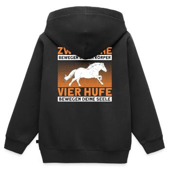 Reiten Reiter Haflinger Geschenk - Kinder Premium Organic Zip Hoodie - Schwarz - Hinten - AI Model Kid Male (0cm)