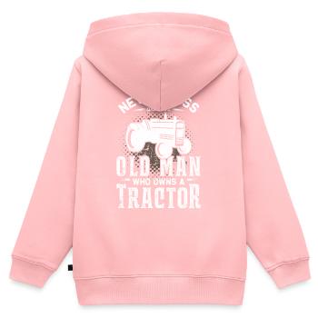 Tracteur - Sweat Premium à capuche zippé enfant bio - rose - Dos - AI Model Kid Female (0cm)