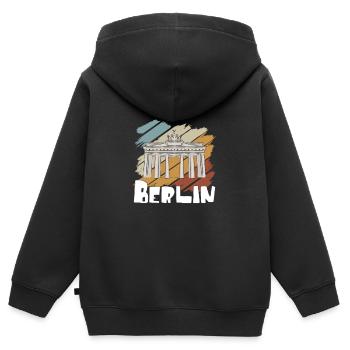Berlin - Sweat Premium à capuche zippé enfant bio - noir - Dos - AI Model Kid Male (0cm)