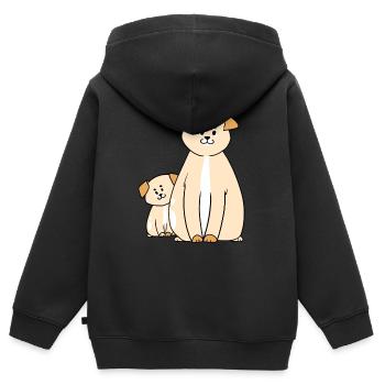 Chien chiot chiot - Sweat Premium à capuche zippé enfant bio - noir - Dos - AI Model Kid Male (0cm)