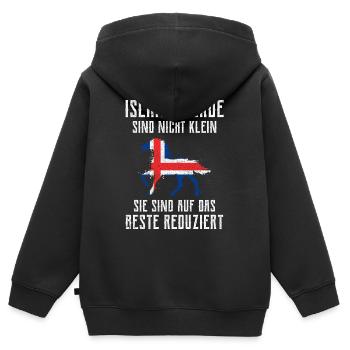 Islandpferd - Kinder Premium Organic Zip Hoodie - Schwarz - Hinten - AI Model Kid Male (0cm)