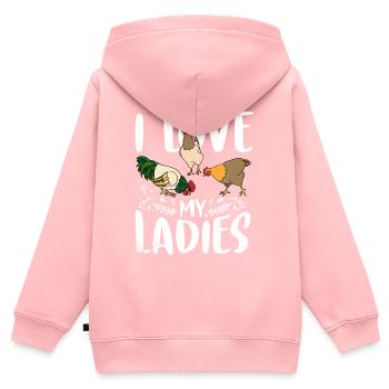Huhn - Kinder Premium Organic Zip Hoodie - Rosa - Hinten - AI Model Kid Female (0cm)