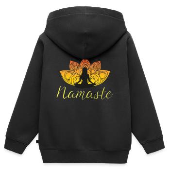 Yoga Namaste Lotusblume Meditation - Kinder Premium Organic Zip Hoodie - Schwarz - Hinten - AI Model Kid Male (0cm)