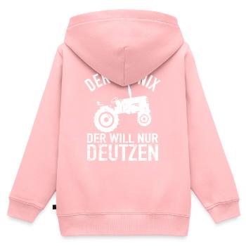 Traktor Bauer - Der Tut Nix Der Will Nur Deutzen - Kinder Premium Organic Zip Hoodie - Rosa - Hinten - AI Model Kid Female (0cm)