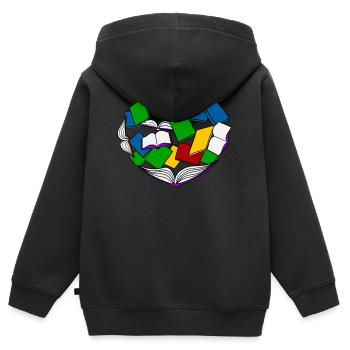 Lesen - Buch - Bücher - Kinder Premium Organic Zip Hoodie - Schwarz - Hinten - AI Model Kid Male (0cm)