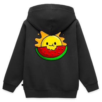 Melons - Sweat Premium à capuche zippé enfant bio - noir - Dos - AI Model Kid Male (0cm)