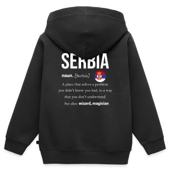 Serbien Flagge Balkan Jugoslawien Srbija Geschenk - Kinder Premium Organic Zip Hoodie - Schwarz - Hinten - AI Model Kid Male (0cm)