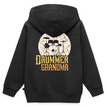 Schlagzeuger Omi - Kinder Premium Organic Zip Hoodie - Schwarz - Hinten - AI Model Kid Male (0cm)