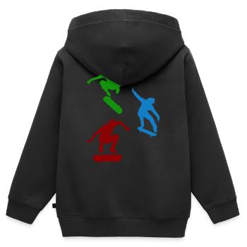 Skate skater - Sweat Premium à capuche zippé enfant bio - noir - Dos - AI Model Kid Male (0cm)