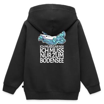 Bodensee - Kinder Premium Organic Zip Hoodie - Schwarz - Hinten - AI Model Kid Male (0cm)