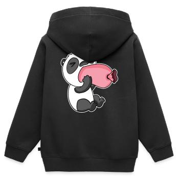 Panda avec saucisse - Sweat Premium à capuche zippé enfant bio - noir - Dos - AI Model Kid Male (0cm)