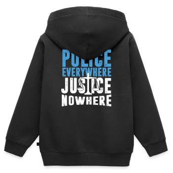 Police Everywhere Justice Nowhere Anti Police - Kids Premium Organic Zip-up Hoodie - black - Back - AI Model Kid Male (0cm)