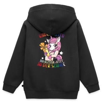 Schulstart Einschulung Tschüss Kindergarten - Kinder Premium Organic Zip Hoodie - Schwarz - Hinten - AI Model Kid Male (0cm)