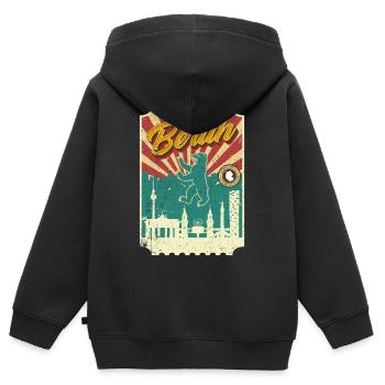 Berlin - Sweat Premium à capuche zippé enfant bio - noir - Dos - AI Model Kid Male (0cm)