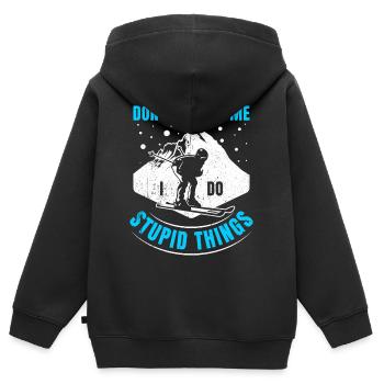 Ski - Kinder Premium Organic Zip Hoodie - Schwarz - Hinten - AI Model Kid Male (0cm)
