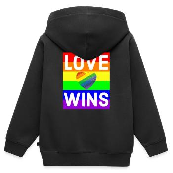 Regenbogen, Regenbogen, Regenbogen, Regenbogen, Regenbogen - Kinder Premium Organic Zip Hoodie - Schwarz - Hinten - AI Model Kid Male (0cm)