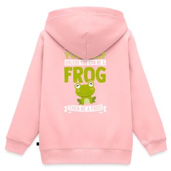 Grenouille cadeau prince Lurch fresque conte de fées - Sweat Premium à capuche zippé enfant bio - rose - Dos - AI Model Kid Female (0cm)