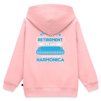 Plan de retraite Harmonica Instrument Blues Cadeau - Sweat Premium à capuche zippé enfant bio - rose - Dos - AI Model Kid Female (0cm)