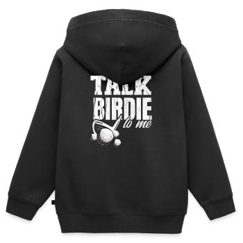 Golf Talk Birdie To Me - Kinder Premium Organic Zip Hoodie - Schwarz - Hinten - AI Model Kid Male (0cm)