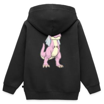 Dinosaurier Braut Schleier Hochzeit - Kinder Premium Organic Zip Hoodie - Schwarz - Hinten - AI Model Kid Male (0cm)