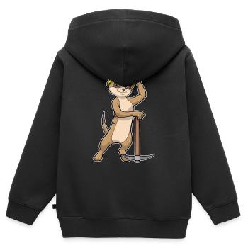 Erdmännchen Bergarbeiter Spitzhacke Bergbau - Kinder Premium Organic Zip Hoodie - Schwarz - Hinten - AI Model Kid Male (0cm)