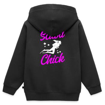 Diving Diver Girl Scuba Chick - Sweat Premium à capuche zippé enfant bio - noir - Dos - AI Model Kid Male (0cm)