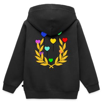 Lorbeerkranz Luftballons Sieg Sieger Gewinner - Kinder Premium Organic Zip Hoodie - Schwarz - Hinten - AI Model Kid Male (0cm)