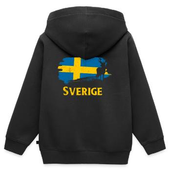 Suède - Sweat Premium à capuche zippé enfant bio - noir - Dos - AI Model Kid Male (0cm)