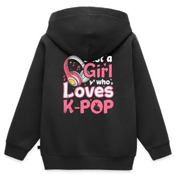 K-Pop - Kinder Premium Organic Zip Hoodie - Schwarz - Hinten - AI Model Kid Male (0cm)