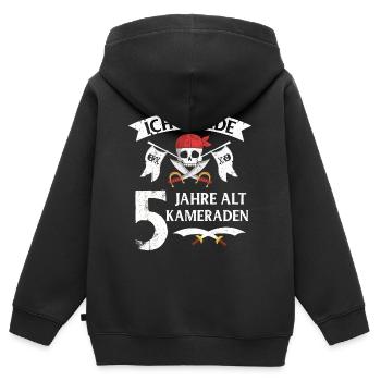 Pirat - Kinder Premium Organic Zip Hoodie - Schwarz - Hinten - AI Model Kid Male (0cm)