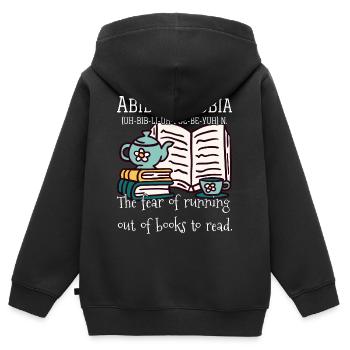 Abibliophobie lecture de bouquinier lecteur cadeau - Sweat Premium à capuche zippé enfant bio - noir - Dos - AI Model Kid Male (0cm)