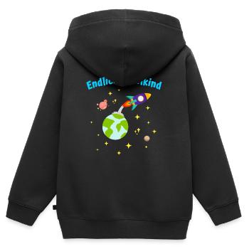 Endlich Schulkind Rakete Einschulung Kinder - Kinder Premium Organic Zip Hoodie - Schwarz - Hinten - AI Model Kid Male (0cm)