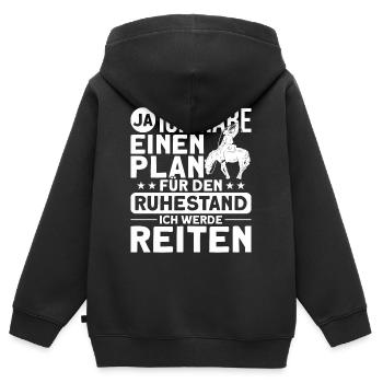 Reiter Reiten Westernreiten - Kinder Premium Organic Zip Hoodie - Schwarz - Hinten - AI Model Kid Male (0cm)