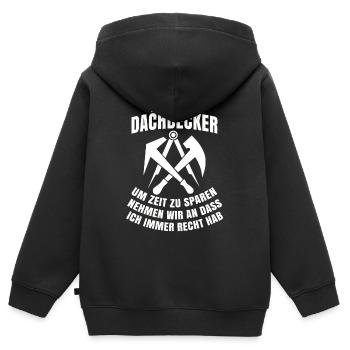 Dachdecker - Kinder Premium Organic Zip Hoodie - Schwarz - Hinten - AI Model Kid Male (0cm)