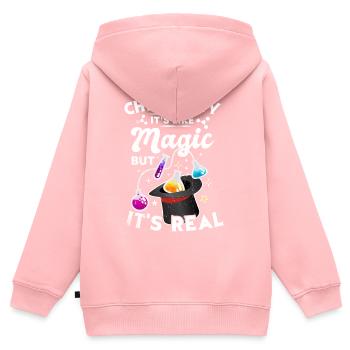 Chimie Tshirt neutron atome molécule professeur Alchimie - Sweat Premium à capuche zippé enfant bio - rose - Dos - AI Model Kid Female (0cm)