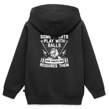 Armdrücken Sport | Wettkampf Armwrestling Geschenk - Kinder Premium Organic Zip Hoodie - Schwarz - Hinten - AI Model Kid Male (0cm)