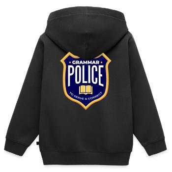 Écriture Écrivain Grammaire Police - Sweat Premium à capuche zippé enfant bio - noir - Dos - AI Model Kid Male (0cm)