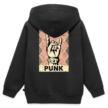 Punk vintage de corne du diable punks - Sweat Premium à capuche zippé enfant bio - noir - Dos - AI Model Kid Male (0cm)