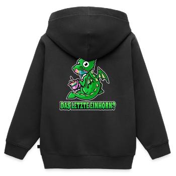 Drachen Letztes Einhorn Lustiges Einhörner - Kinder Premium Organic Zip Hoodie - Schwarz - Hinten - AI Model Kid Male (0cm)