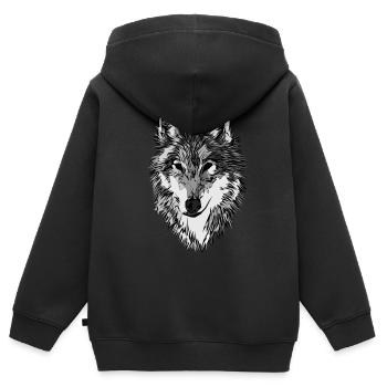 Wolfsmotiv Raubtier Wolf Tiermotiv - Kinder Premium Organic Zip Hoodie - Schwarz - Hinten - AI Model Kid Male (0cm)