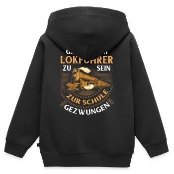 Eisenbahn - Kinder Premium Organic Zip Hoodie - Schwarz - Hinten - AI Model Kid Male (0cm)