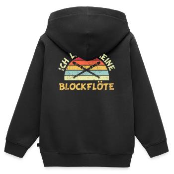 Flöte Blockflöte Retro Vintage Spruch - Kinder Premium Organic Zip Hoodie - Schwarz - Hinten - AI Model Kid Male (0cm)